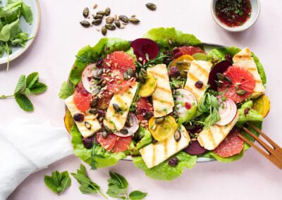 Salade de betterave agrumes halloumi