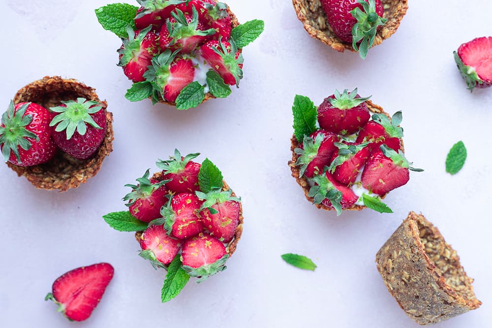 Paniers de fruits aux fraises