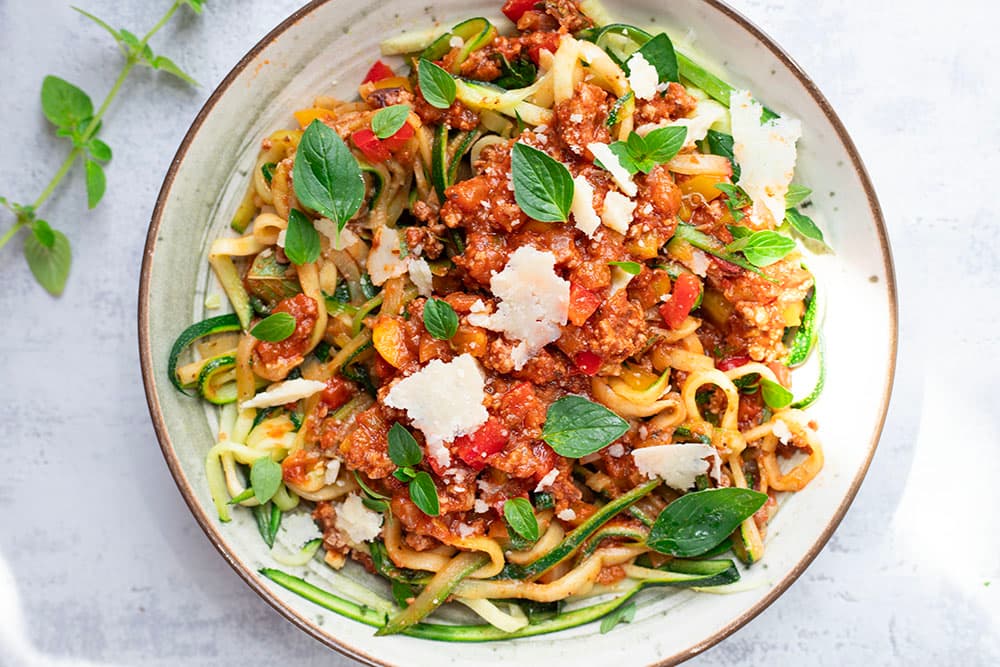 Spaghetti de courgette à la bolognaise