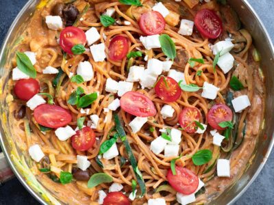 Spaghetti de lentille légumes fêta