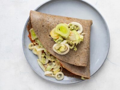 Crêpe aux poireaux et tofu