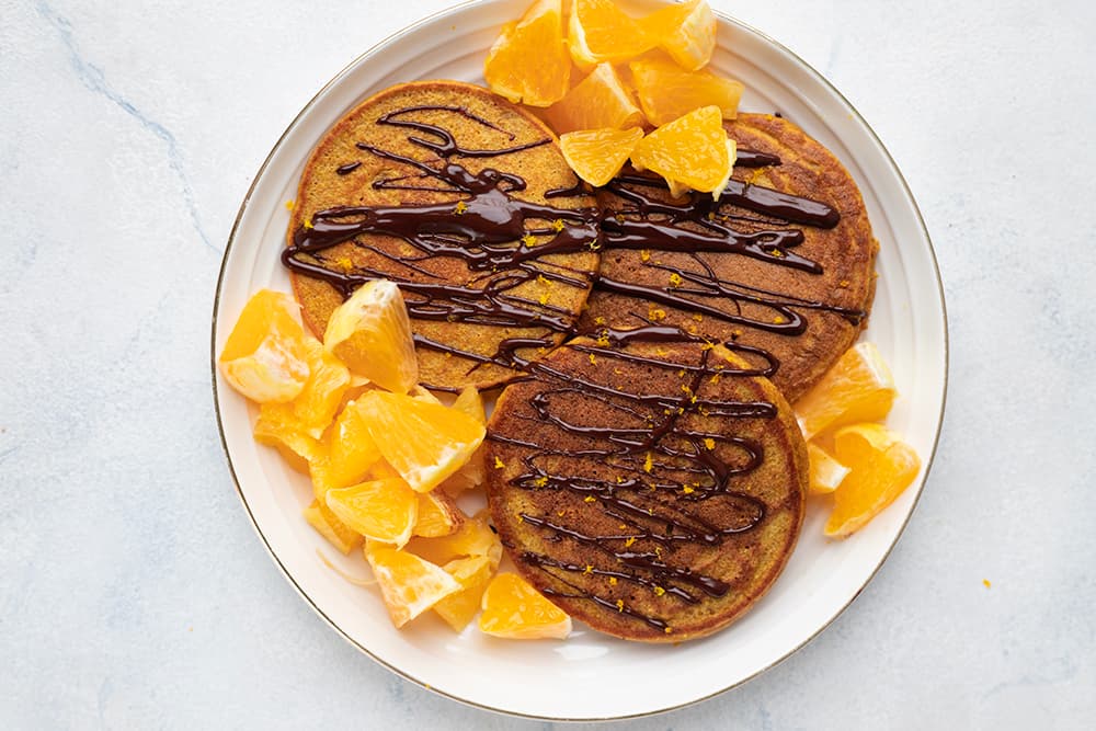 Pumpkin pancakes à l'orange et au chocolat